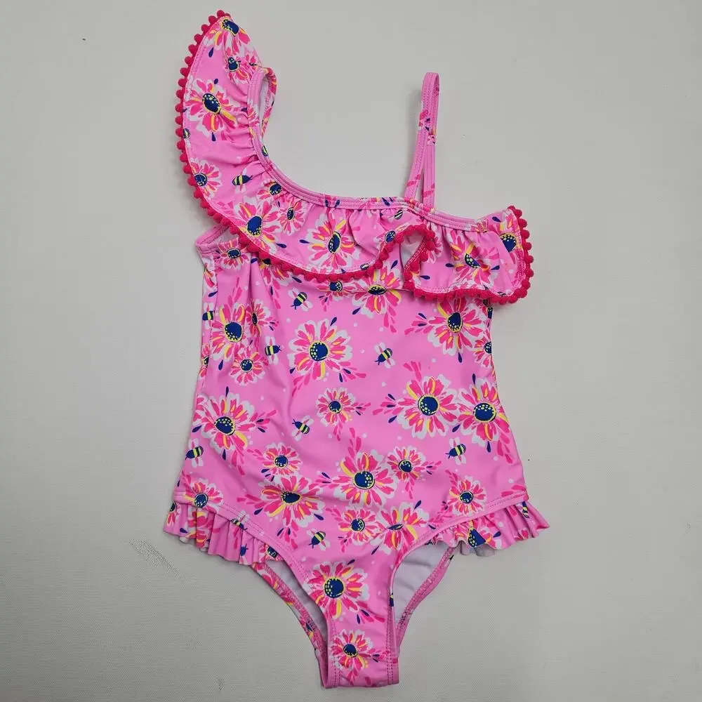 Tommy Bahama Pink Floral One-Piece‎ Swimsuit and Matching Hat | Kid's 5